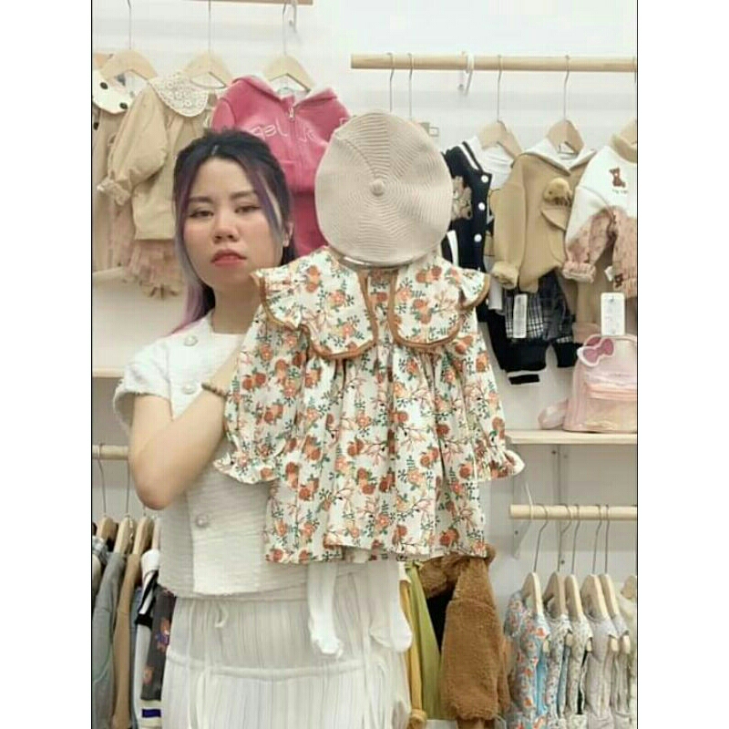 Váy nhung hoa nâu siêu xinh