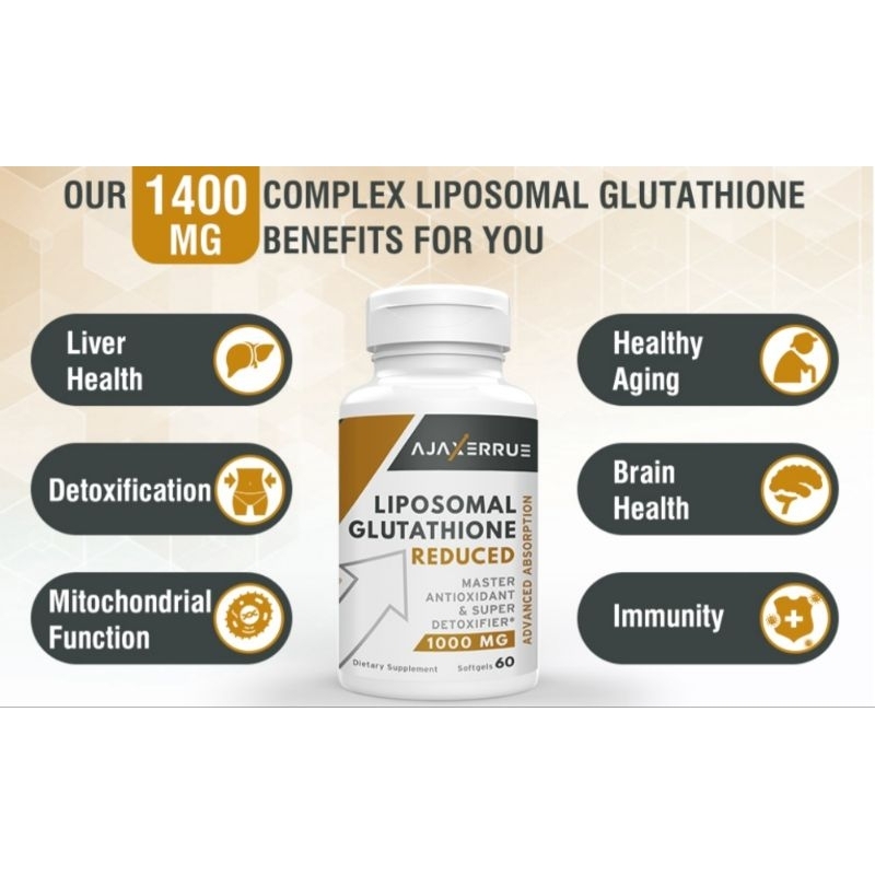 Viên Uống Trắng Da Liposomal Glutathione 1400mg Giảm Thâm Nám, Tàn Nhang Vitamin C 300mg Ha Mát Gan AJAX