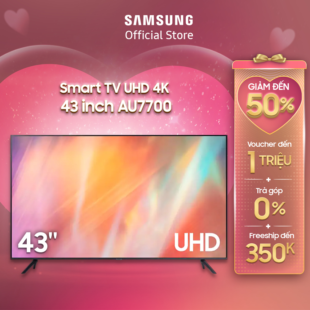 Smart Tivi Samsung Crystal UHD 4K 43 inch UA43AU7700KXXV - Miễn phí lắp đặt