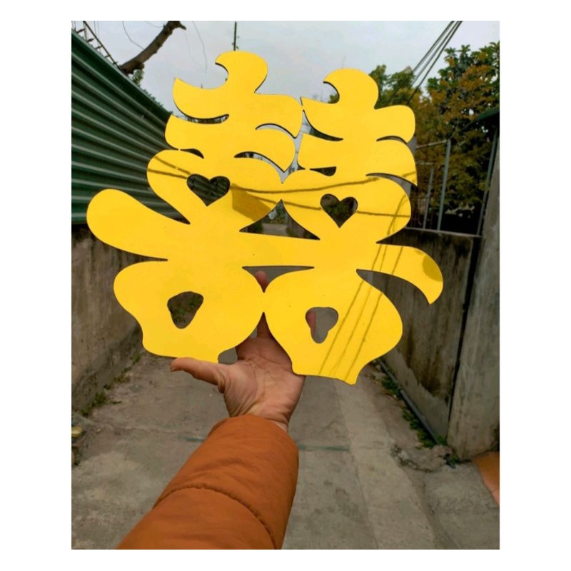 Chữ song hỷ alu gương vàng, đám cưới, đám hỏi, Sinh nhật, dán xe hoa. kích thước 30,40,50cm có cắt theo yêu cầu