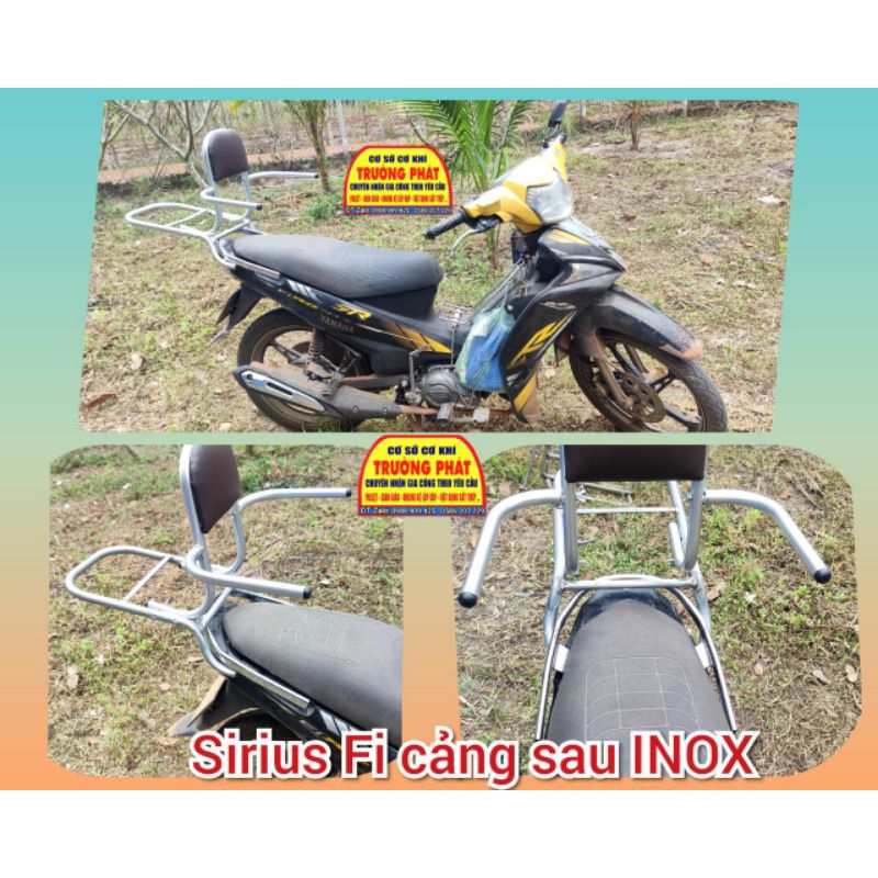 Baga phượt cho xe Sirus Fi cản inox .Mẫu mới có thể tháo rời tay vịn