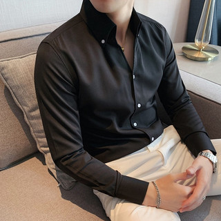 Áo sơ mi nam nữ cổ V vải lụa, áo sơ mi form rộng Unisex nam nữ tay dài Hàn Quốc
