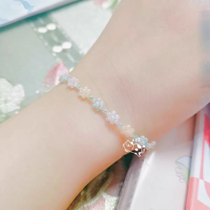 Vòng tay hạt cườm gạo kết hoa nhí 2mm kiểu Hàn mã TK513