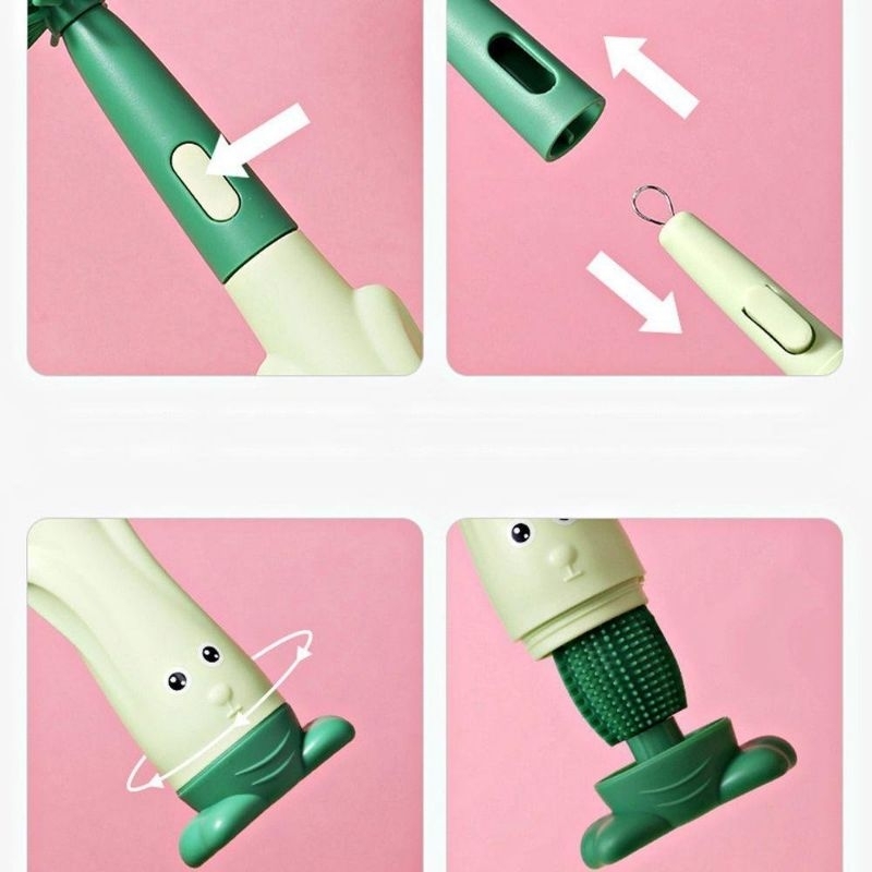 Bộ Cọ Rửa Bình Sữa Silicon Cao Cấp 3 in 1, Mẫu Thỏ 2023