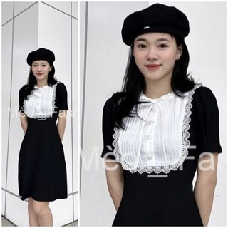 VÁY BIGSIZE PHỐI SƠ MI TRẮNG GẮN NƠ CÚC NGỌC, ĐẦM CHỮ A CHẤT LIỆU RUNY