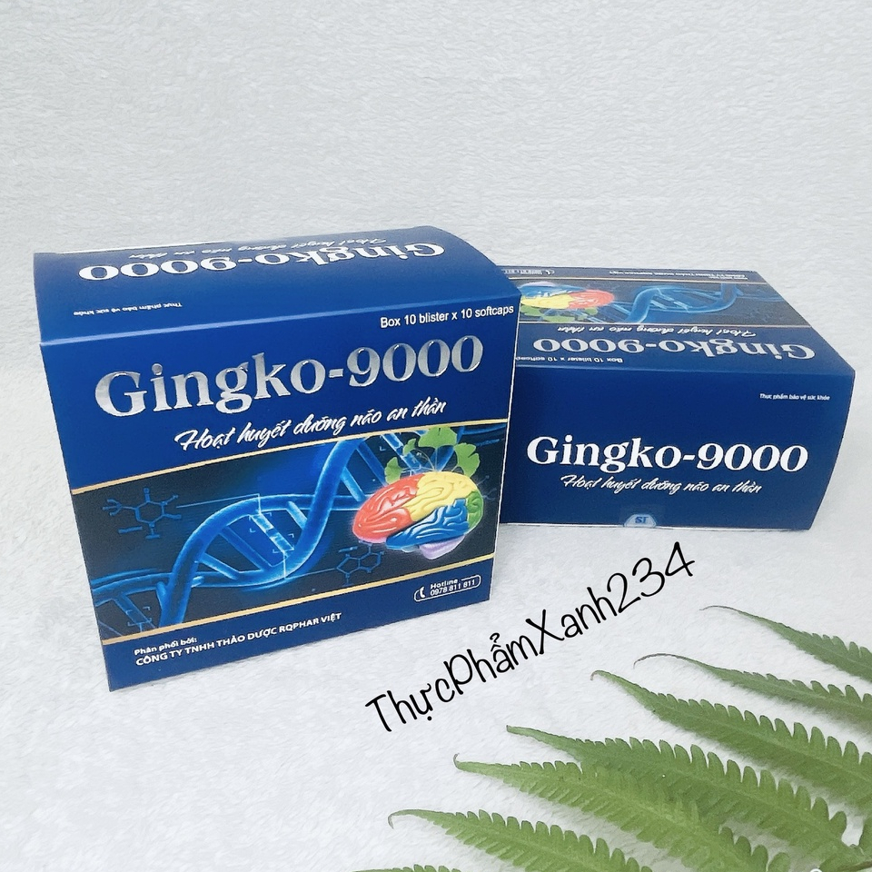 Viên bổ não Ginko 9000, Ginkgo Biloba giúp hoạt huyết dưỡng não, giảm đau đầu, an thần, cải thiện giấc ngủ-Hộp100viên