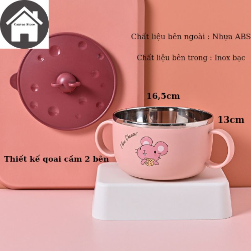 Ca Mỳ, Bát Ăn Dặm Lõi Inox Hình Chuột Siêu Dễ Thươngg