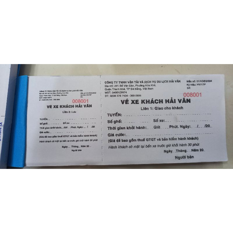 Cuống vé xe khách