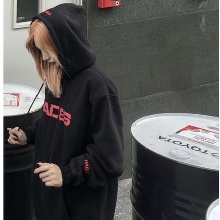 Áo Hoodie Nỉ Bông In Chữ Hades Có Mũ Dáng Rộng Unisex Cho Nan Nữ