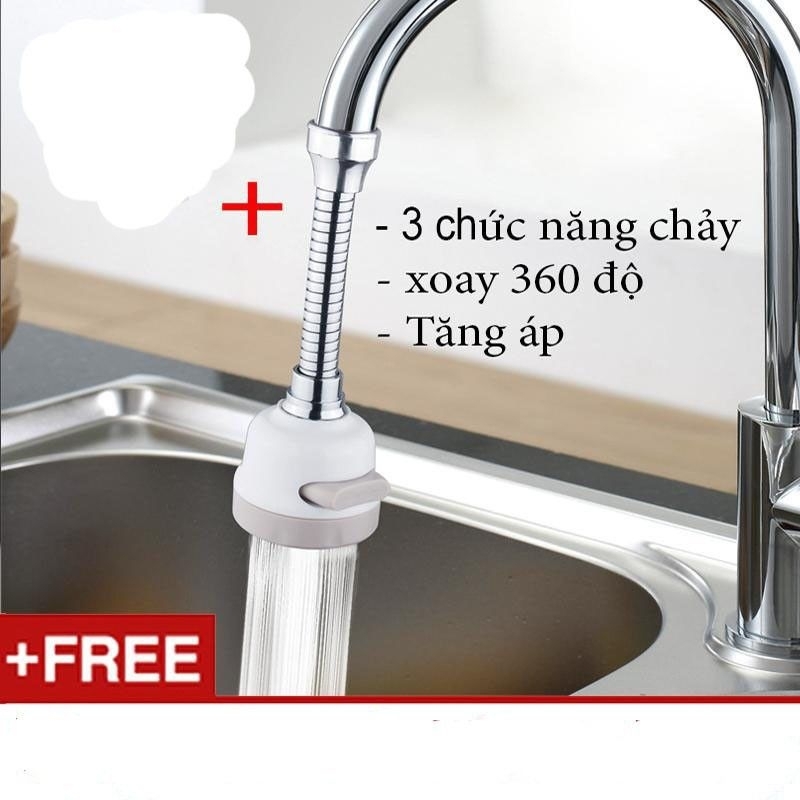 Vòi nước inox tăng áp lực xoay 360 độ 3 chức năng chẩy