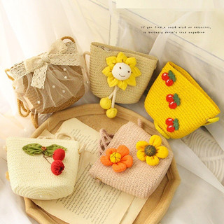 🌼Túi đeo chéo mini, túi cói hình hoa quả dễ thương cho bé gái