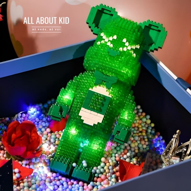 Lắp ráp mô hình Gấu Đặc Biệt CÓ ĐÈN, Sưu tập 5 con thành chữ LOVE <3