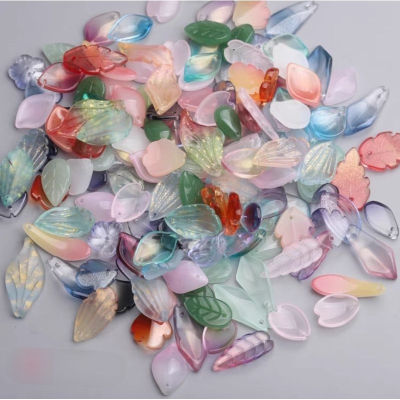 Set 100/200g hỗn hợp cánh hoa và lá - Nguyên liệu làm trâm cài tóc cổ trang, bông tai, đồ thủ công DIY