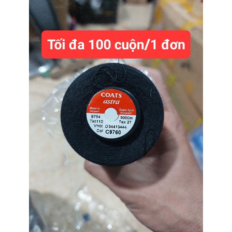 Chỉ Đen Coats Astra tex 27-5000m C9700,9760,9770,0097, Black