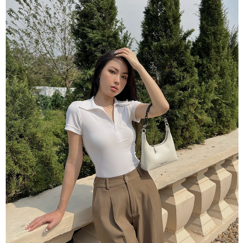 Áo Cổ V Ngắn Tay Dáng Dài - Áo Thun Tăm Lạnh THESIS