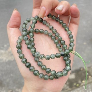 Vòng tay chuỗi hạt t. anh tóc xanh quấn ba vòng size 6 li