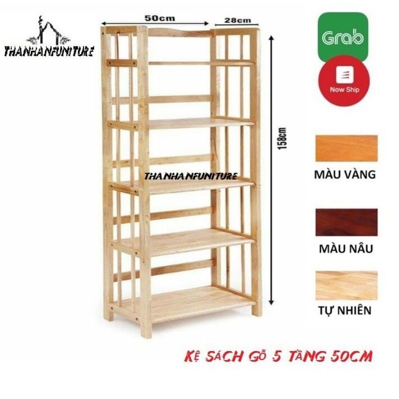 Kệ sách gỗ 5 tầng 50cm