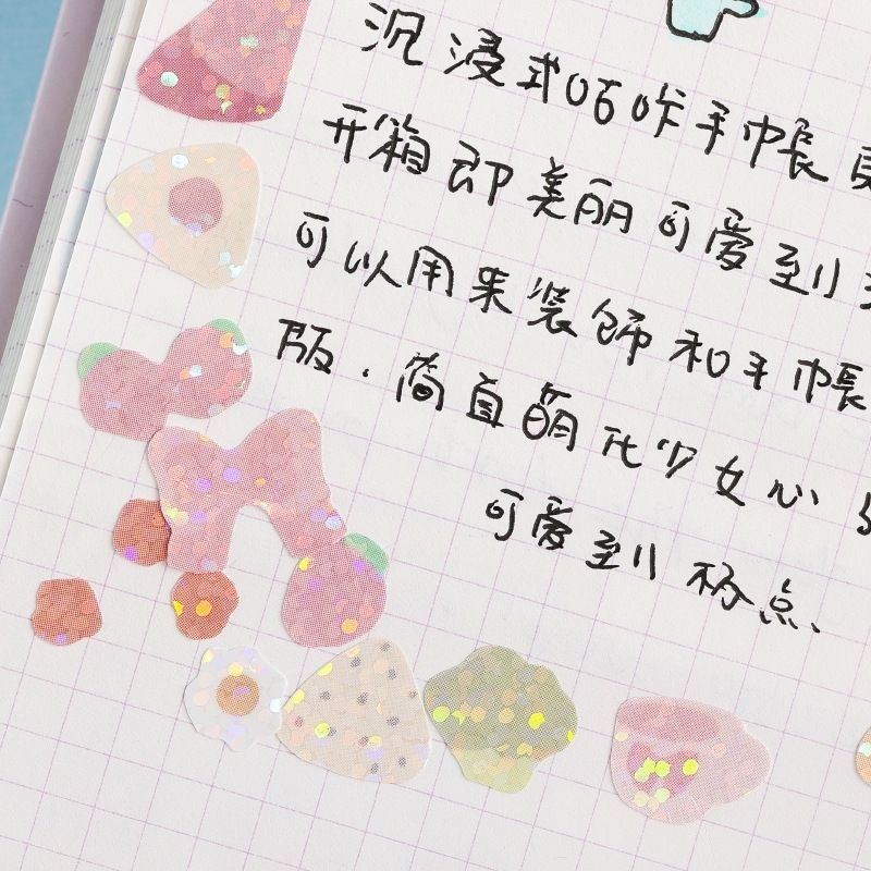 Sticker hình dán gấu bánh ngọt bling lấp lánh chủ đề gấu thỏ dễ thương cute