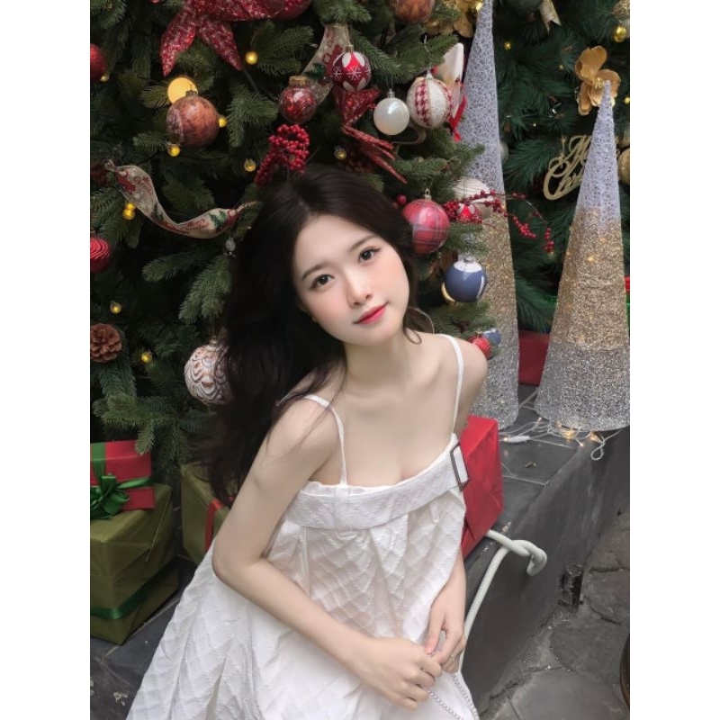 Đầm 2s doll xô kèm belt trắng