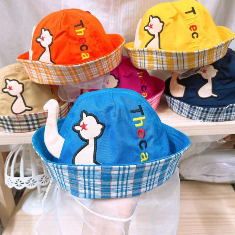 Nón / mũ có lưới cho bé gái, bé trai che voan chống bụi, cản gió cho bé đi đường, mũ tai sơ sinh
