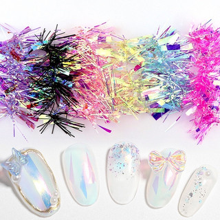 Nhũ giấy thuỷ tinh đổi màu Hologram , nhũ sợi thủy tinh aurora ẩn nail phụ kiện trang trí móng