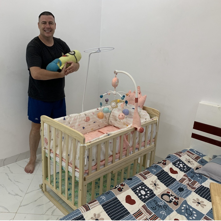 Cũi gỗ cho bé có màn và đệm,bgiường cũi trẻ em 2 tầng size dài 105cm, rộng 60cm, cao 90cm GENMAMA (Bảo Hành 2 Năm)
