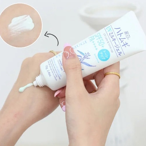 Gel Chống Nắng Nâng Tone Và Dưỡng Sáng Da Hatomugi UV Care & Tone Up Milky Gel SPF50 Pa++++ 70g - XANH BẠC HÀ