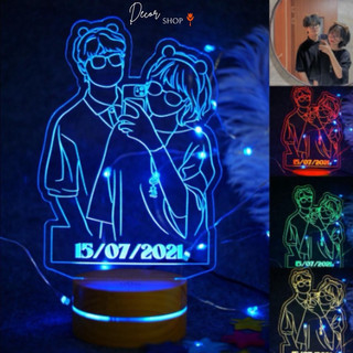 Đèn khắc hình theo yêu cầu, đèn ngủ led 3d trang trí decor phòng 16 màu có điều khiển