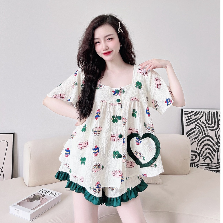 BIGSIZE Đồ Ngủ Nữ SOJUN Bộ Mặc Nhà Vải Đũi Xốp 60-85 kg