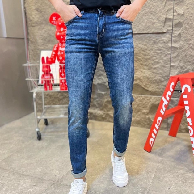 Quần jean nam xanh hàng shop cao cấp, quần bò nam xanh phong cách