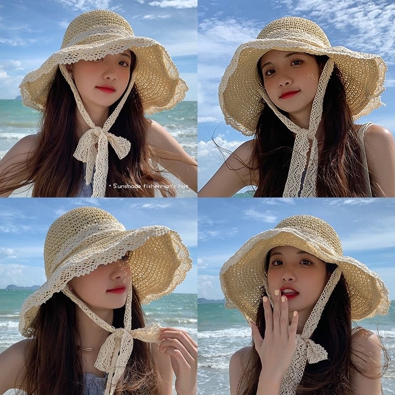 MŨ NÓN CÓI NỮ ĐI BIỂN VÀNH RỘNG TIỂU THƯ THỜI TRANG CAO CẤP CÓ DÂY BUỘC Q.M