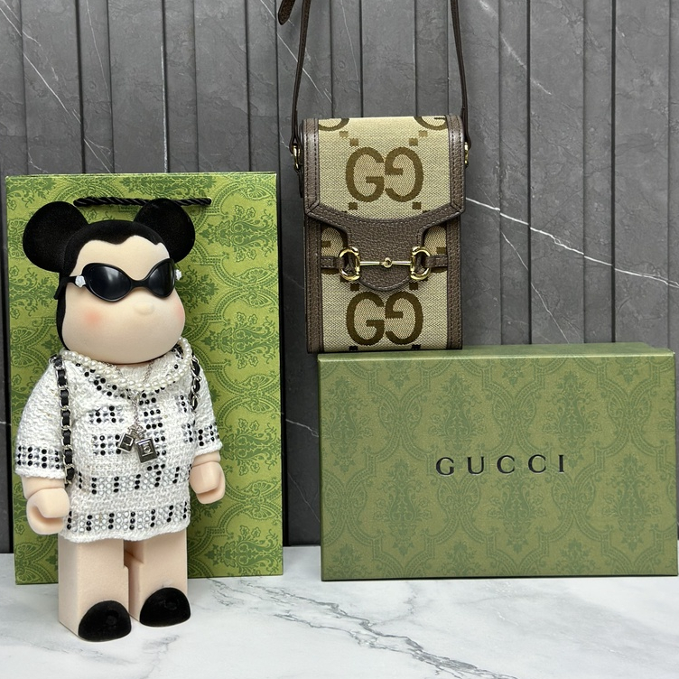 Túi đeo chéo Gucci mini nâu họa tiết GG to fullbox bill thẻ LA on web