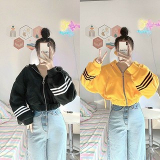 Áo khoác dáng lửng nữ phối sọc form cực đẹp