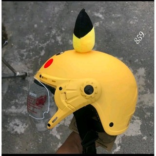 Mũ bảo hiểm picachu có kính che mặt, dễ thương, đáng yêu cho bé