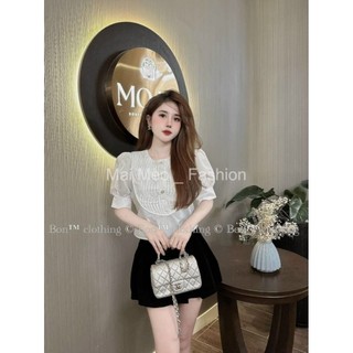 Áo sơ mi crop top bigsize chất thô lụa xếp ly ngực tiểu thư