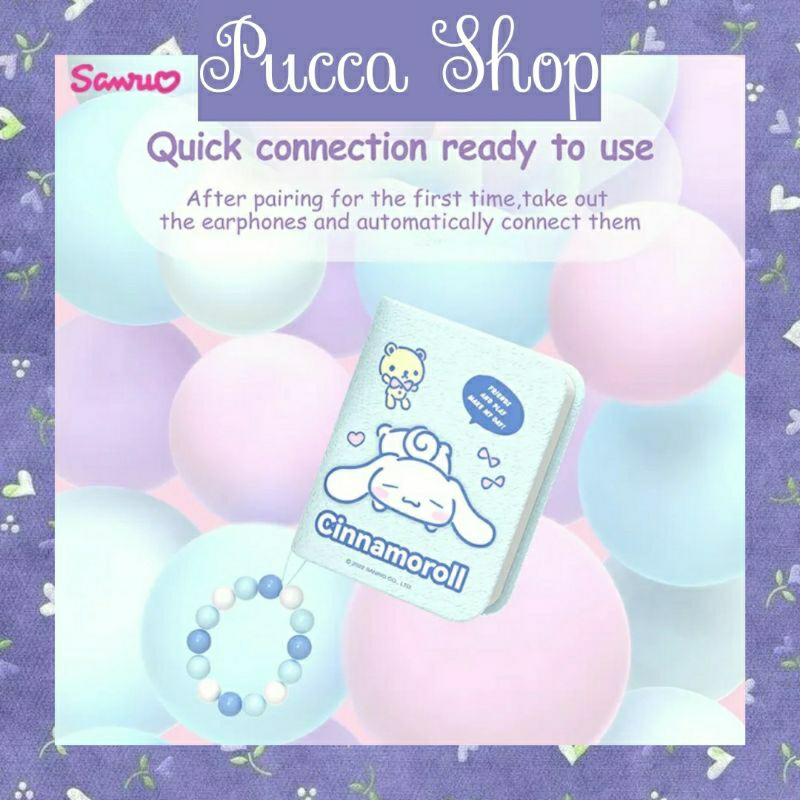 Tai nghe không dây Kuromi Cinnamoroll Pochacco hình quyển sách bluetooth 5.0