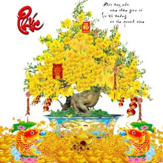 Tranh tài lộc may mắn kích thước 90cm x 90cm