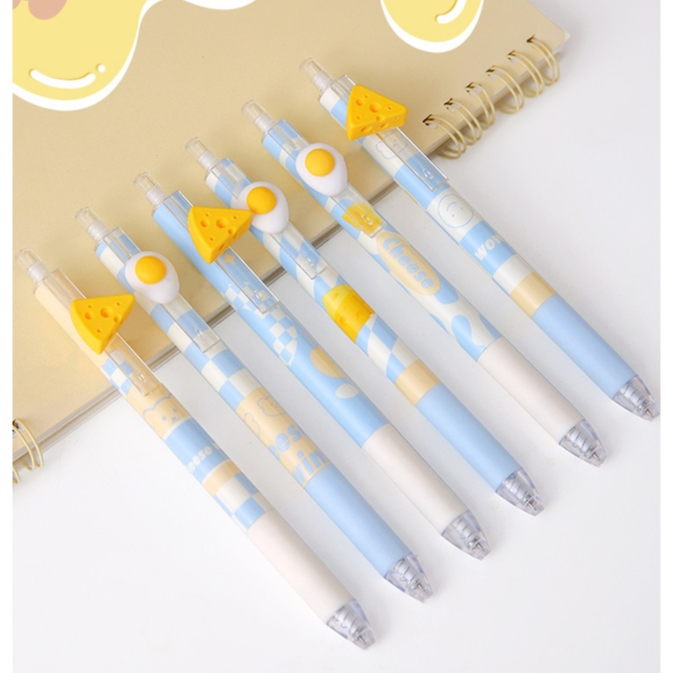 Bút gel bấm UMEI mực đen ngòi kim cao cấp thanh cài cheese & trứng rán