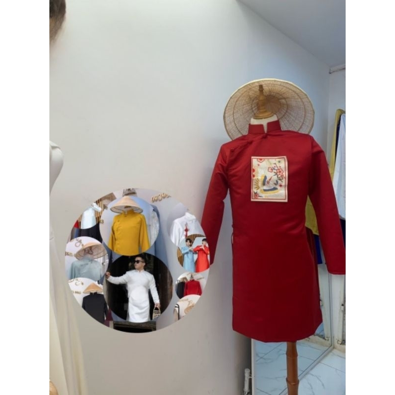 Áo dài nam thêu hạc, thổ cẩm đẹp nhiều màu có bigsize