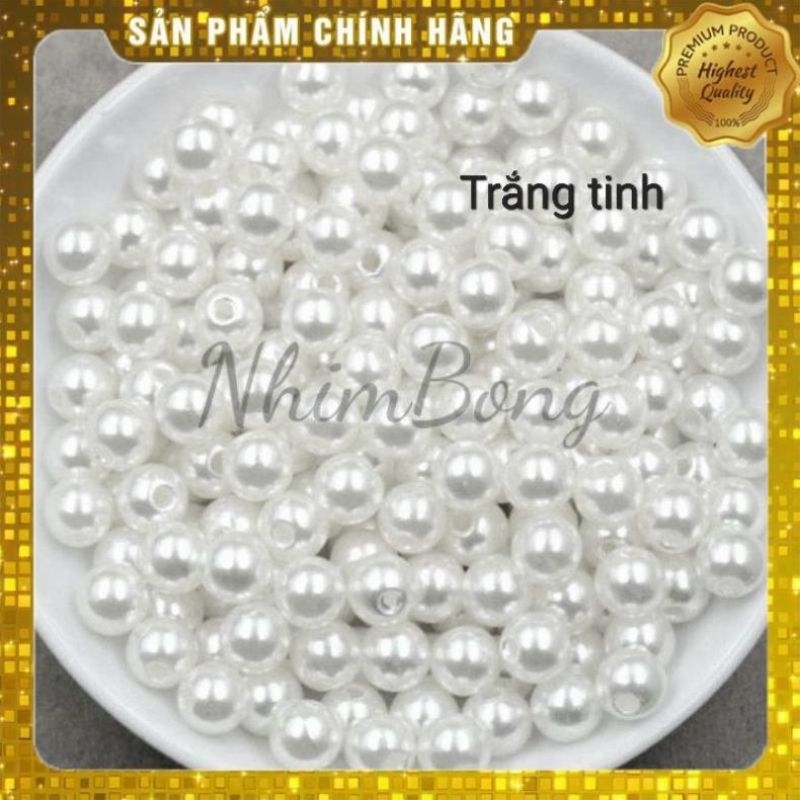 Hạt nhựa tròn có lỗ 6mm, 8mm, 10mm, 12mm (túi 100 hạt) . hạt cườm xỏ vòng, làm thủ công, trang trí quần áo