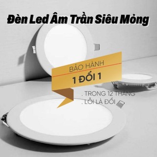Đèn Led Panel Âm trần thạch cao siêu mỏng Đèn ốp trần 6w 9w 12w 18w tròn tăng phô ánh sáng trắng 6500k bảo hành 1 năm