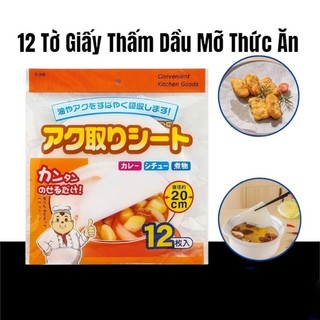 12 miếng giấy thấm dầu mỡ thức ăn, đồ chiên