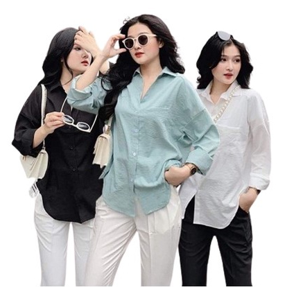 Áo sơ mi nữ dài tay form rộng bigsize Chảnh 24h chất liệu đũi tơ mềm nhẹ thoáng mát SMH.57