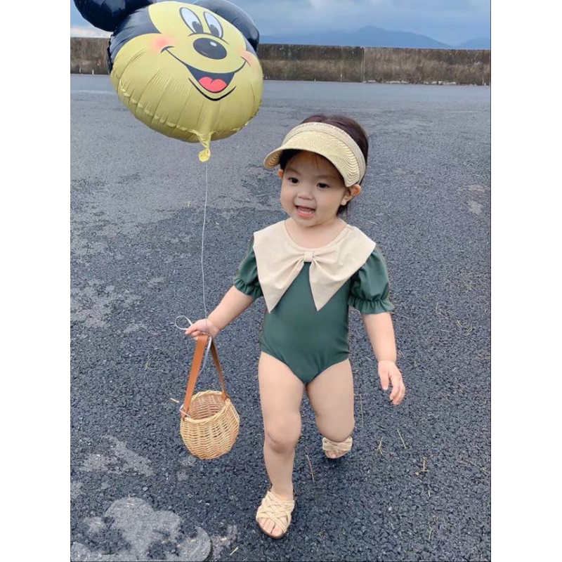 Bikini  cổ tiểu thư đan lưng tay bồng dễ thương bé gái