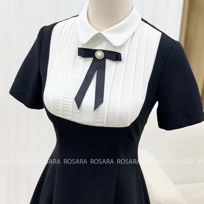 Váy Đầm Đen Phối Nơ Tiểu Thư Thời Trang Rosara VA15