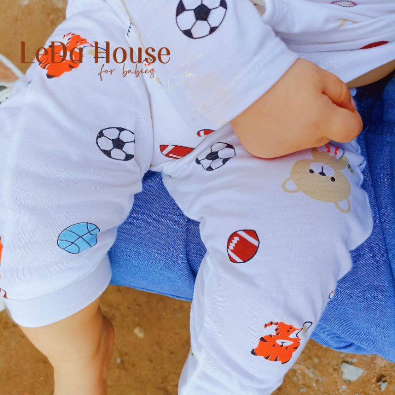 BỘ DÀI HOẠ TIẾT thun lạnh chống muỗi nút cài vai quần bo gấu cho bé sơ sinh 6-19kg BEXIU Vietnam