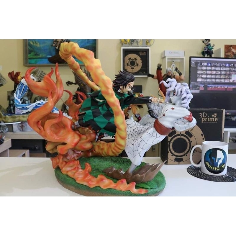 Mô hình Kamado Tanjiro vs Rui - Thanh gươm diệt quỷ - CÓ TÔ MÀU