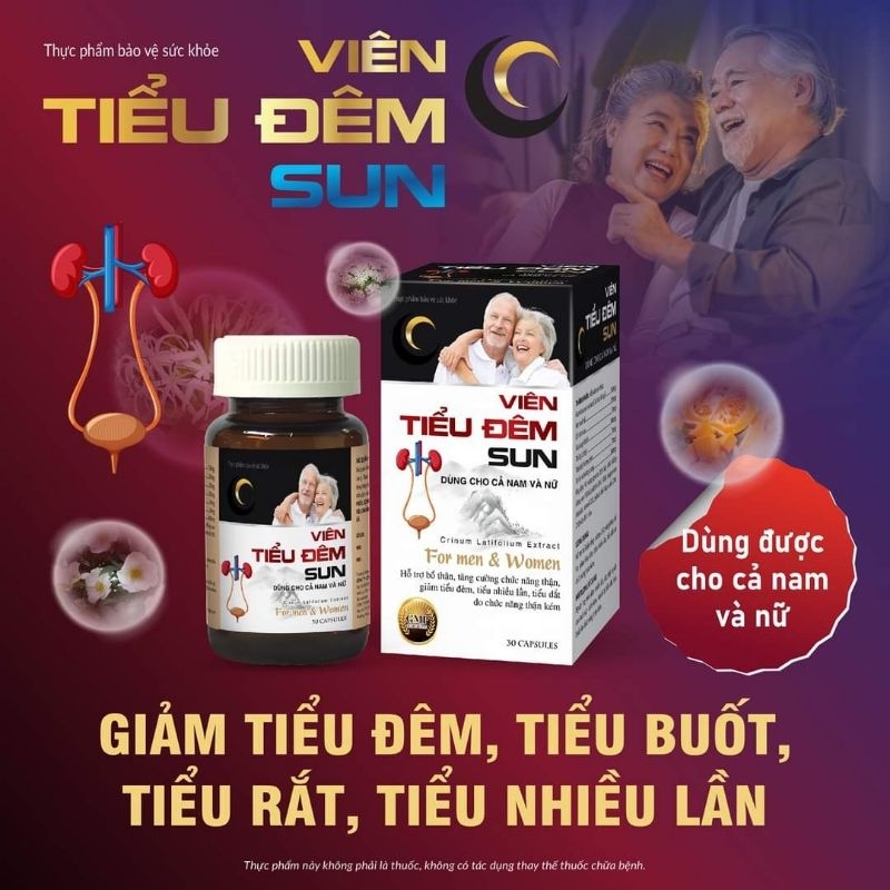 Viên TIỂU ĐÊM SUN. Hỗ trợ giảm tình trạng tiểu đêm, tiểu nhiều lần, tiểu rắt, tiểu không tự chủ do chức năng thận kém.