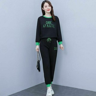 Bộ quần áo thể thao mùa thu nữ, Set đồ thể thao nữ co giãn