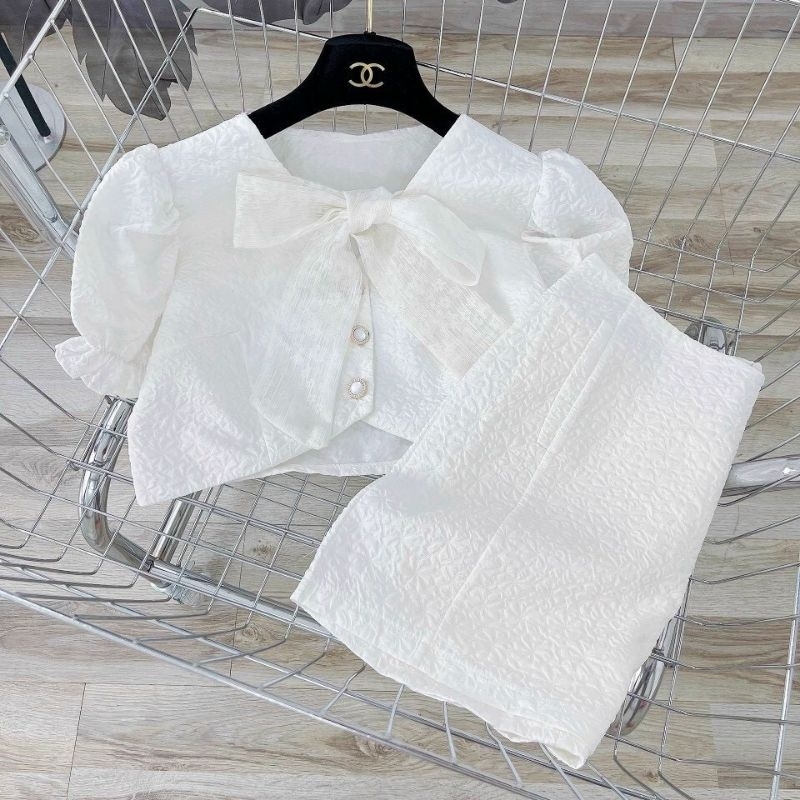 sét đồ nữ sang chảnh bộ sơ mi áo dáng ngắn chân váy A đi chơi đi học đi tiệc sang chảnh